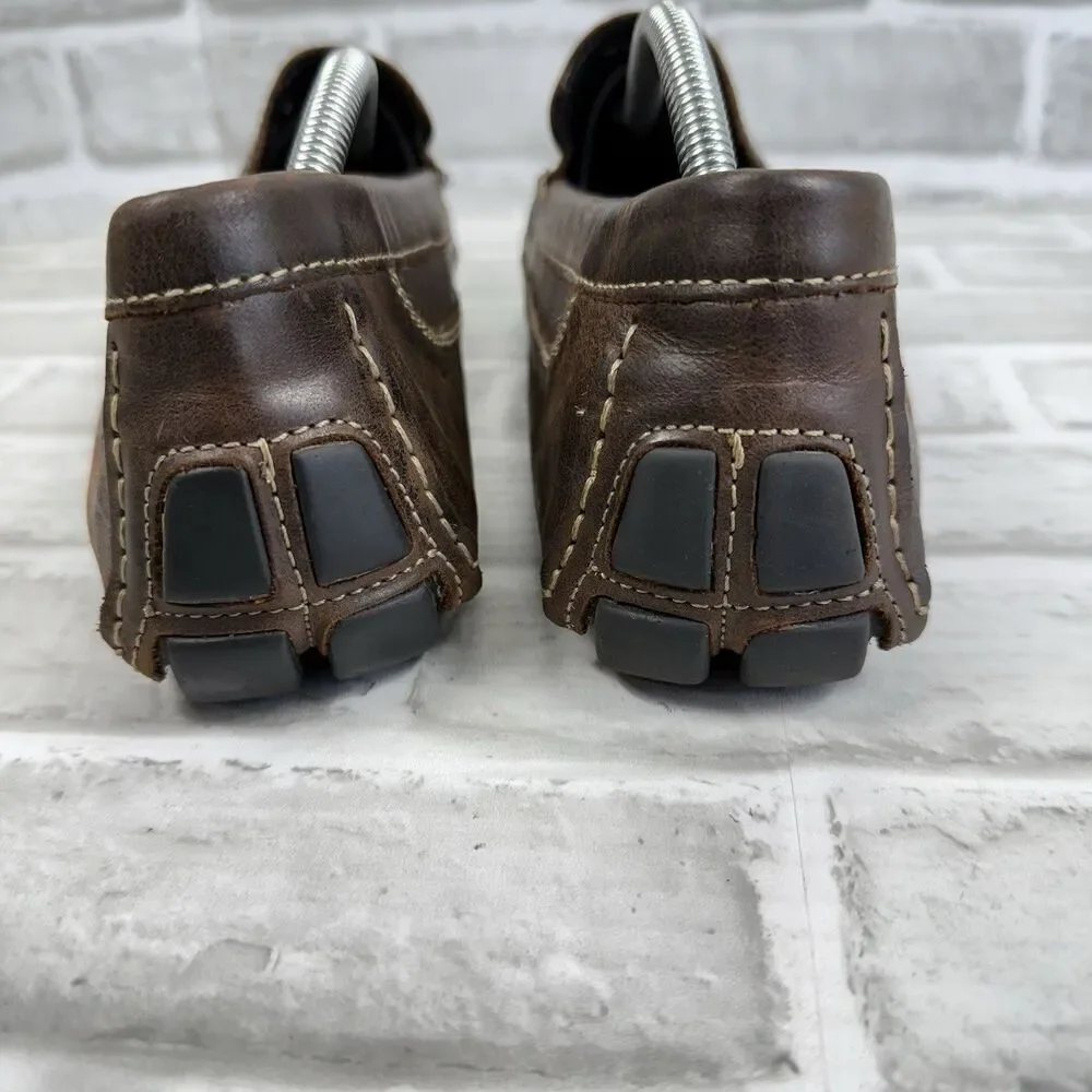 JF J Ferrar Men's Size 11 Brown Leather Slip On Moc Driving Loafer Shoes